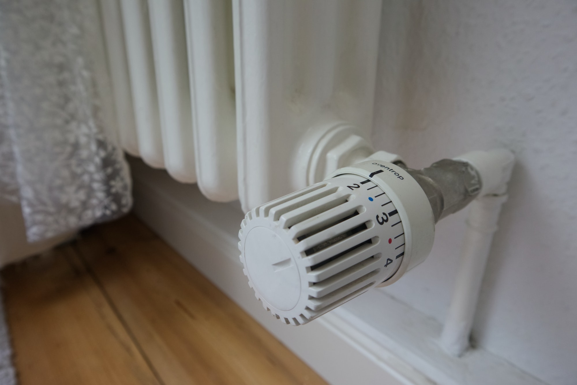 Home heating system thermostat close-up
